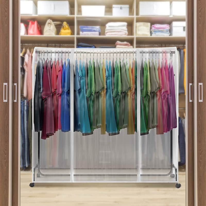 6 Ft Transparent Clothes Rail Cover Gament Coat Hanger Protector Storage - Set of 2 - 65"L X 72"W