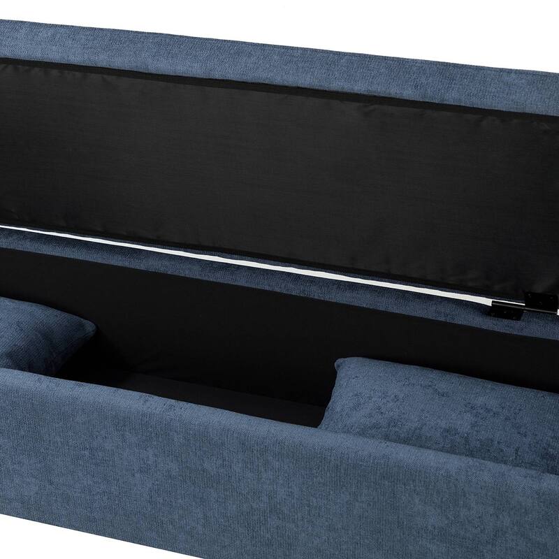 Franco Modern Upholstered Storage Bench with Two Throw Pillows and Thick Padded Cushion