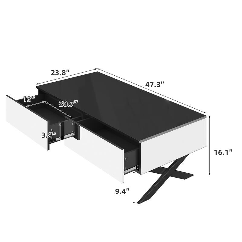 Rectangular Mirror Coffee Table - Black