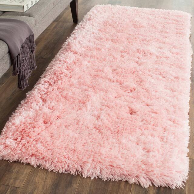 SAFAVIEH Handmade Arctic Shag Guenevere 3-inch Extra Thick Rug - 2'3" x 6' Runner - Pink