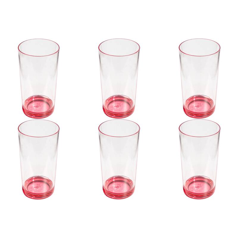 Abode Homewares Color Base Acrylic Drinking Glass - 24 oz - Set of 6 - Pink