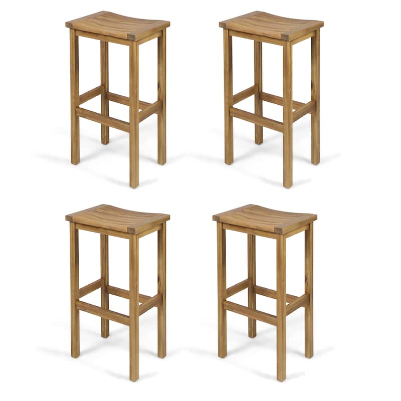 Caribbean Acacia Wood Outdoor Bar Stool (Set of 4) by Christopher Knight Home
