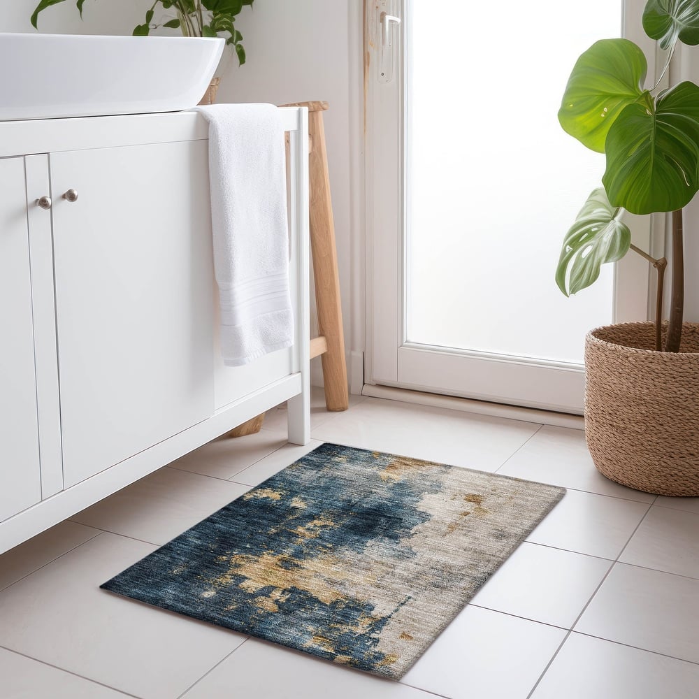 Machine Washable Indoor/ Outdoor Abstract Modern Chantille Rug