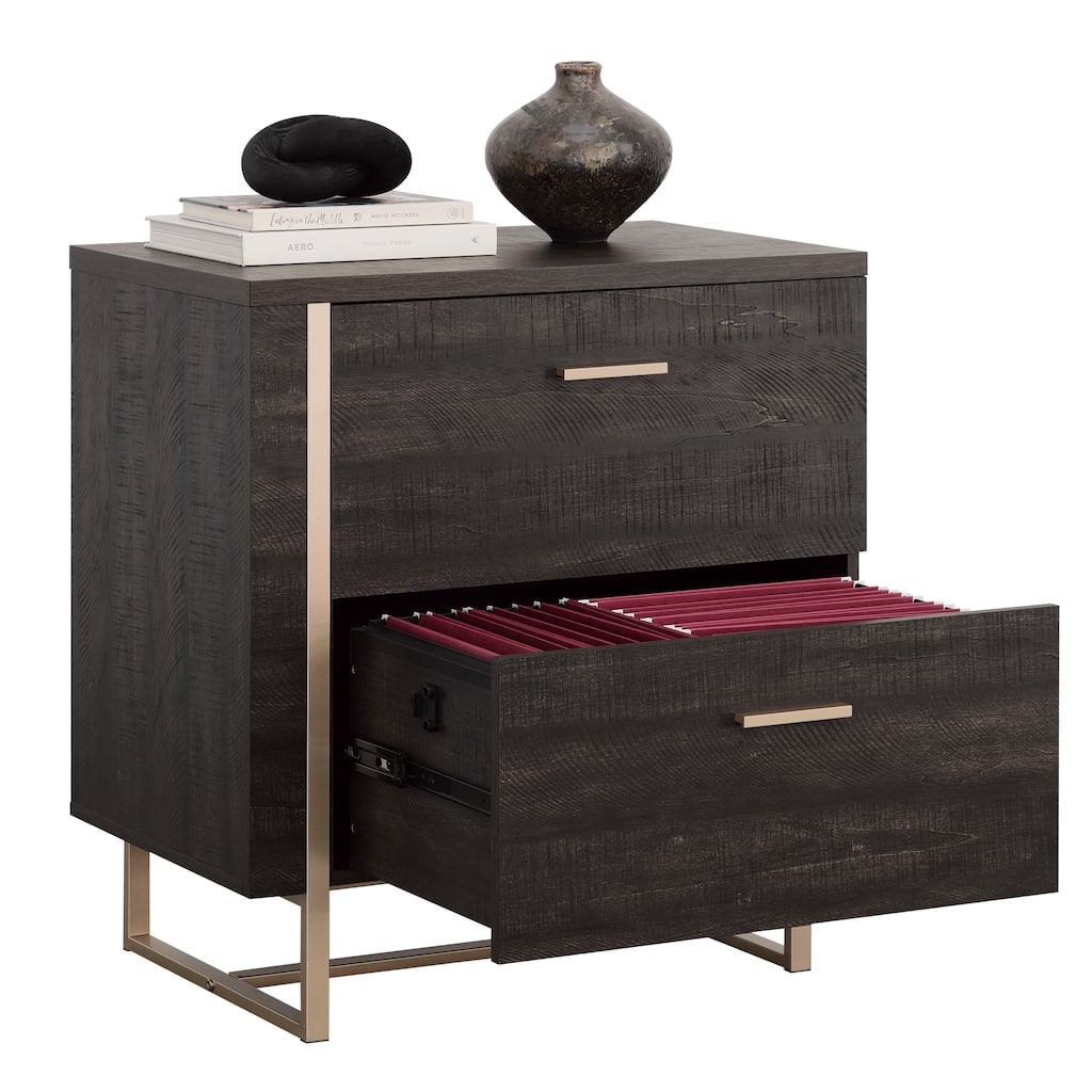 Wood Lateral File with Full-Extension Drawer Slides, Black