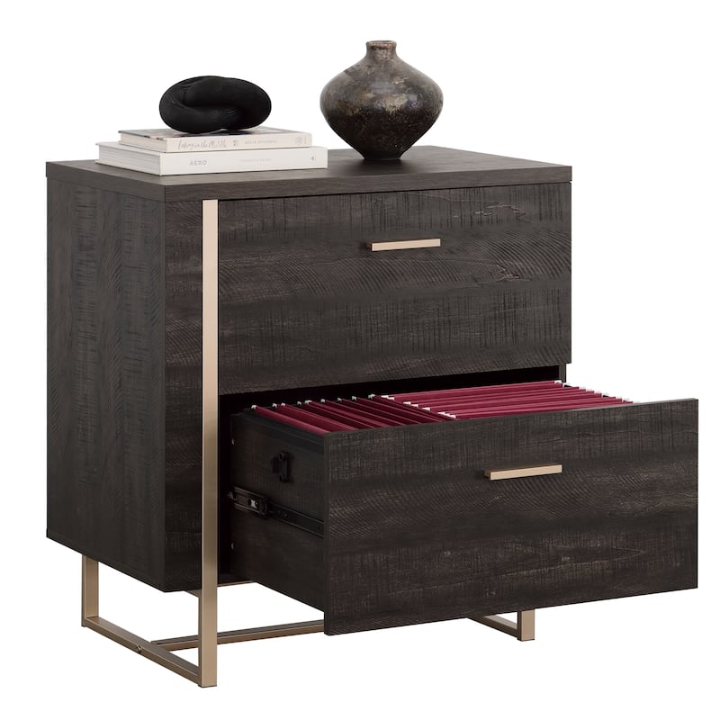 Wood Lateral File with Full-Extension Drawer Slides, Black