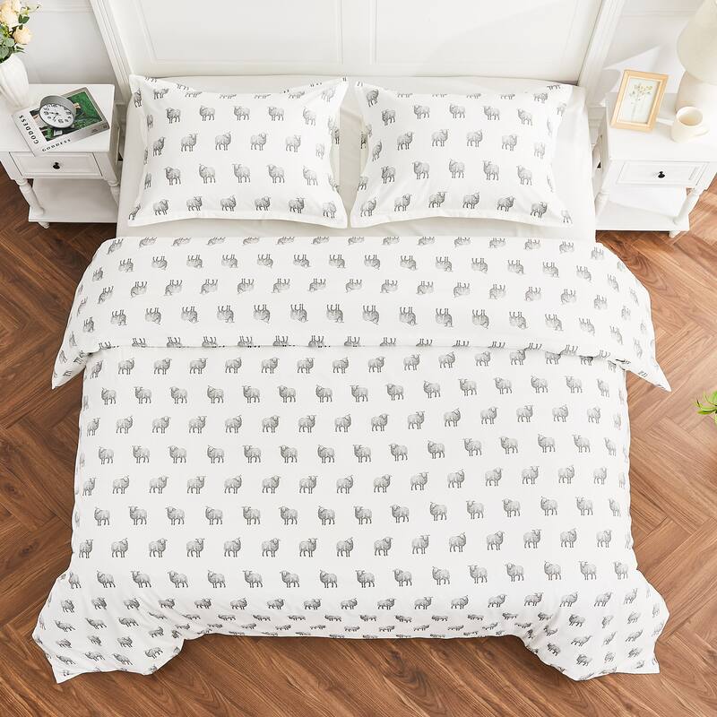 Printed Design Cotton Collection Farm Sheep Duvet Set