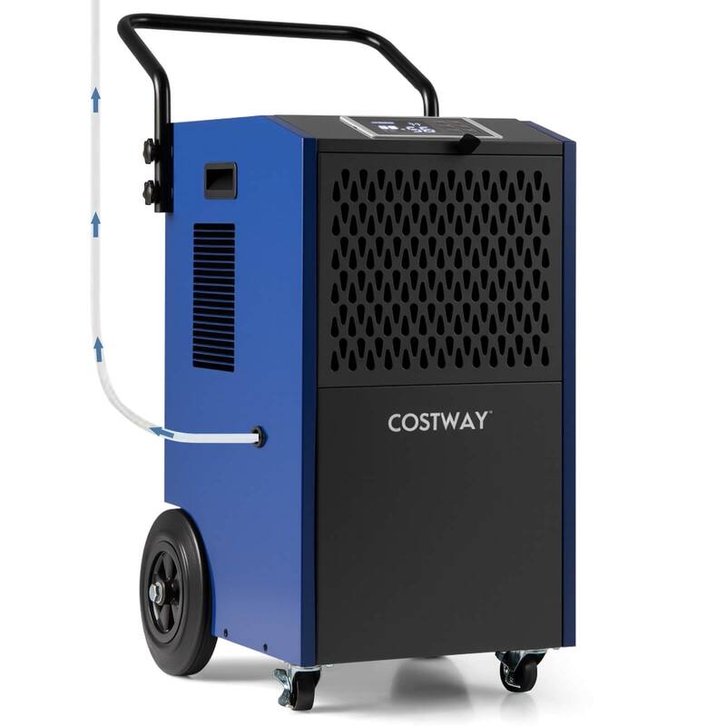 Costway 154 Pints Commercial Dehumidifier with Pump Drain Hoses for - See Details - Blue