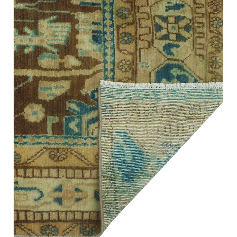 Vintage Distressed Cathrine Brown/Blue Runner - 2'4" x 9'10"