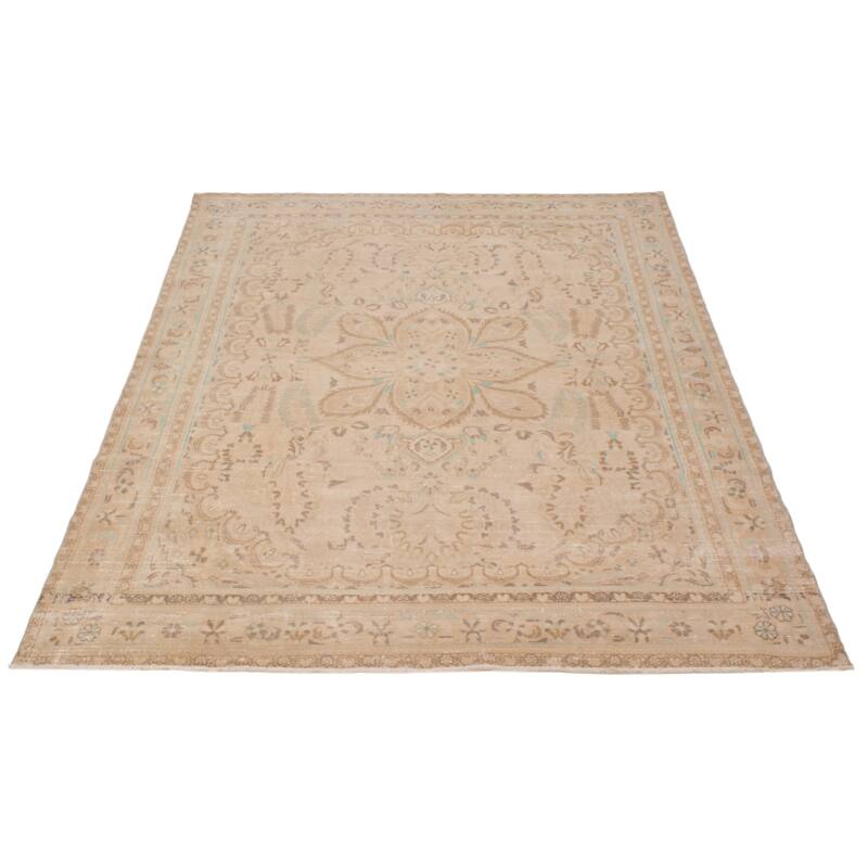 ECARPETGALLERY Hand-knotted Antalya Vintage Beige Wool Rug - 7'2 x 9'8