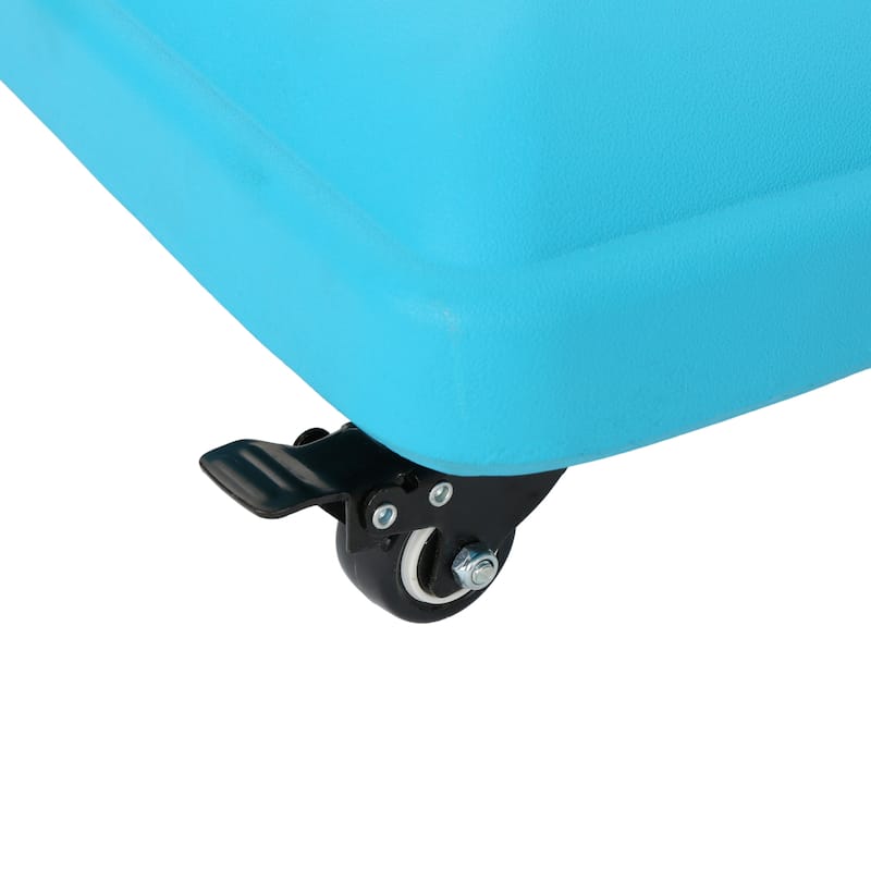 Roomfitters Square Rolling Umbrella Base, Heavy-Duty Wheeled Patio Stand, Teal