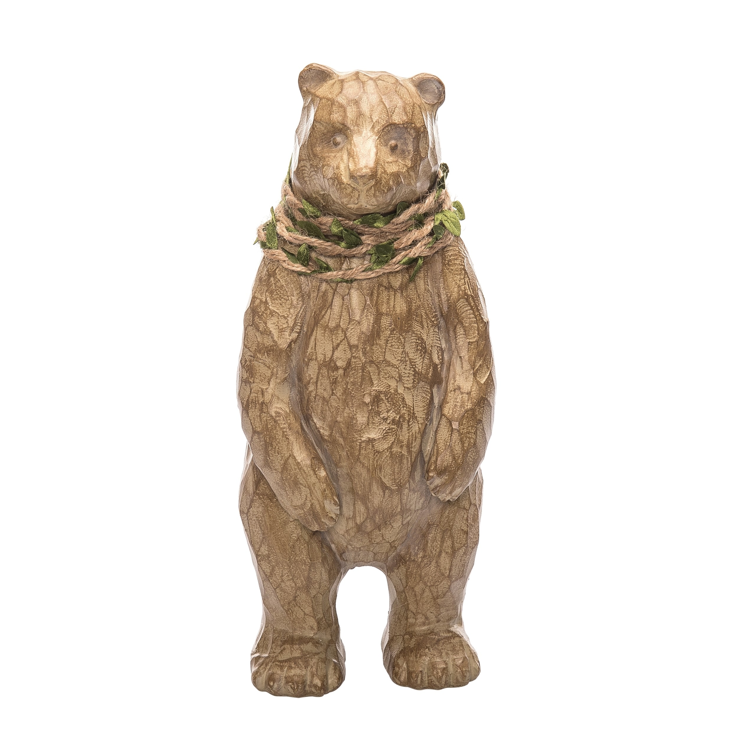 Brown Christmas Carved Bear Figurine for Holiday Decor