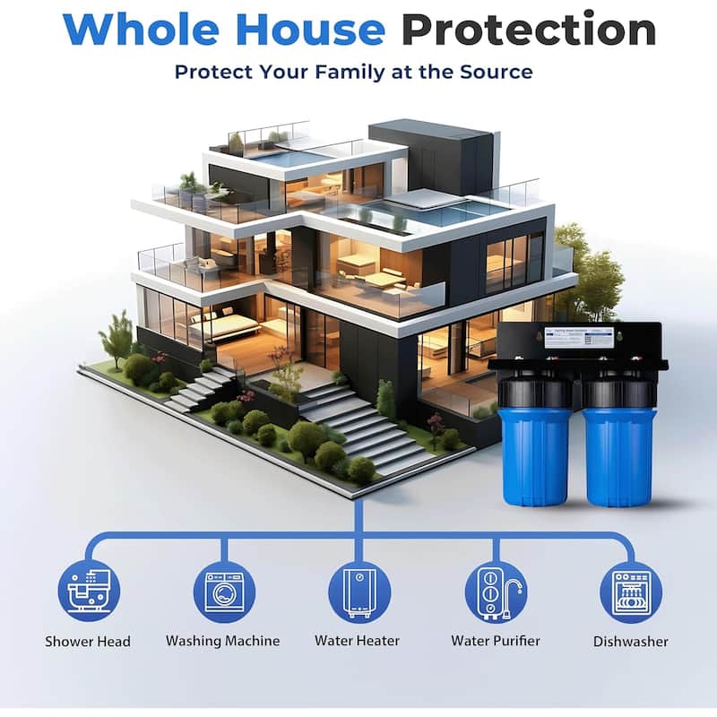 iSpring WGB21B-CPB 2-Stage Whole House Water Filtration System Reduces Arsenic, Cadmium, Mercury, Sediment, Chlorine, & Lead