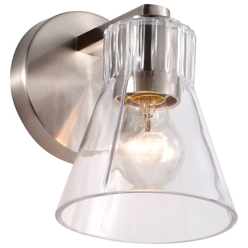 Gianna 1 Light Vanity Brushed Nickel Finish Clear Glass - Brushed Nickel