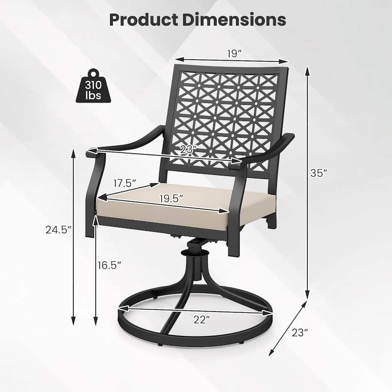 Costway 2 PCS Outdoor Swivel Chairs Patio Dining Chairs with Padded - See Details