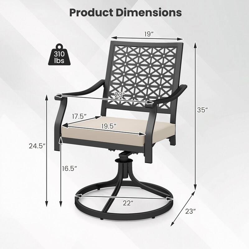 Costway 4 PCS Outdoor Swivel Chairs Patio Dining Chairs with Padded - See Details