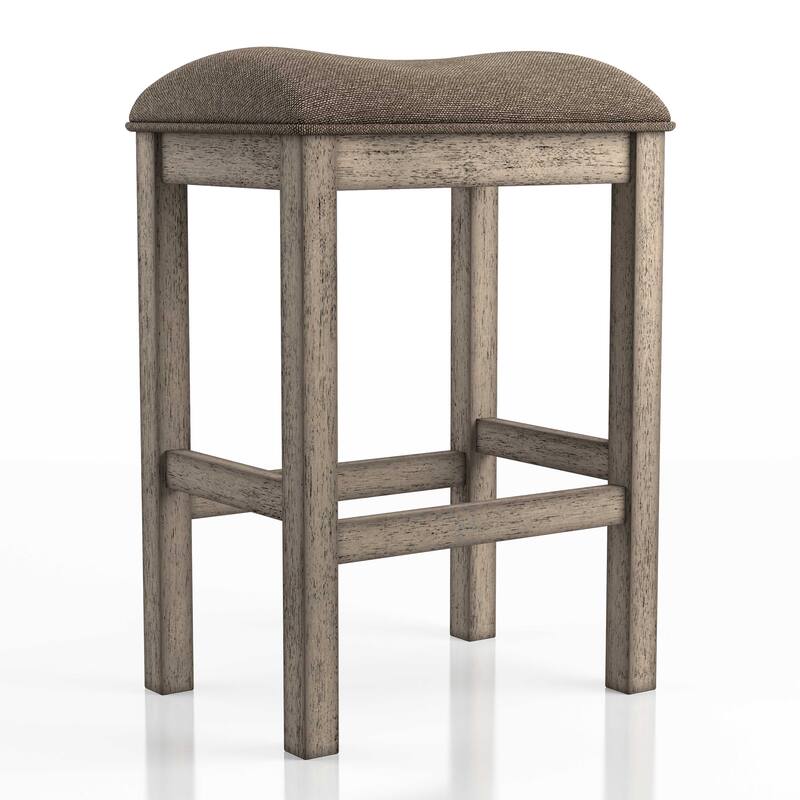Tozos Farmhouse Chestnut Padded Counter Height Stool (Set of 2) by Furniture of America