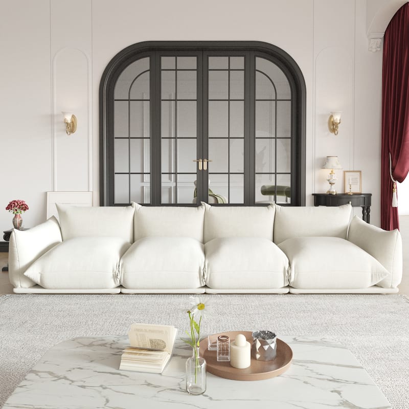 130" U-Shaped Sectional Sofa, Minimalist Chenille Modular Sofas Couches
