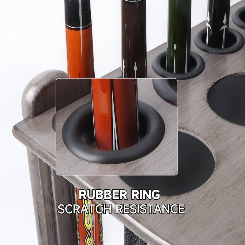 GSE™ 10-Pool Cue Wooden Corner-Style Billiard Pool Cue Rack. Floor Stand Pool Cue Stick Holder