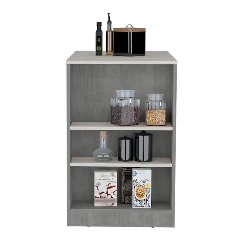 Kitchen Island, Kitchen Bar Table 36" H, 3-Side Shelves