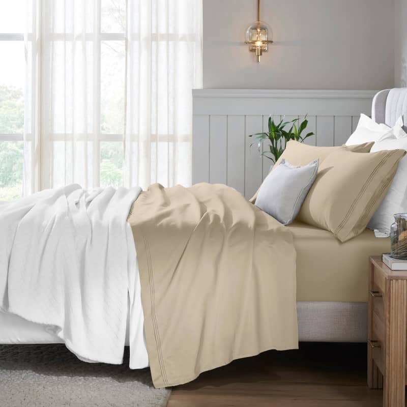 Superior Egyptian Cotton 650 Thread Count Deep Pocket Solid Sheet Set - Twin - Linen