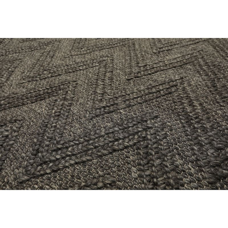 9x12 Tibetano Hand Knotted Flatweave Wool Tone on Tone Graphite Modern Rug - 9' x 12'