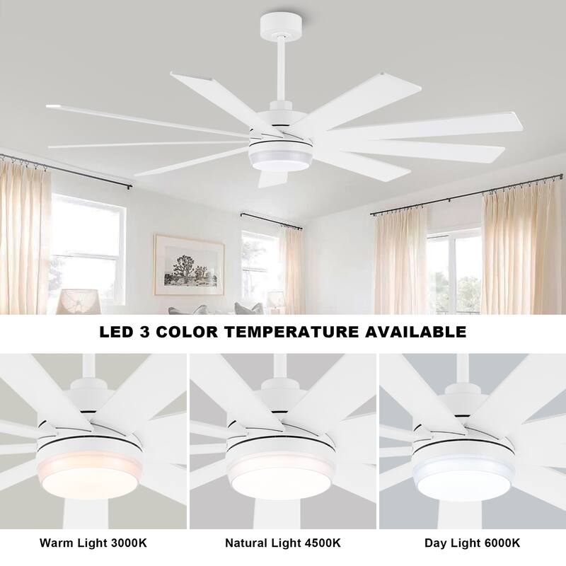 WINGBO 65/72 inch DC Motor Indoor Ceiling Fan with Light & Remote...