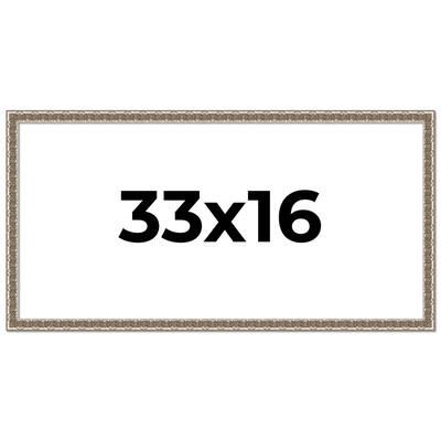 33x16 Frame Silver Versailles Ornate Solid Wood Picture Frame | 1 Inch