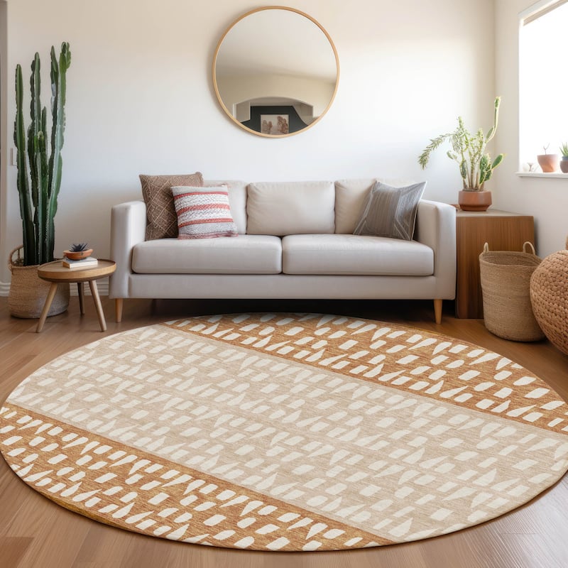 Premium Washable Super Soft Ombre Imprints Mayfield Rug - Paprika - 8' x 8'