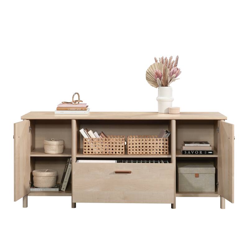Engineered Wood Scandinavian Storage Credenza with Multi-Room Storage, Brown - 66.73" W × 20.47" D × 29.88" H