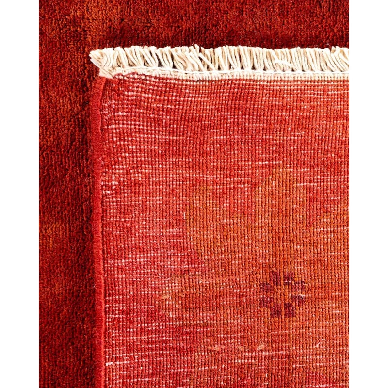 Overton Hand Knotted Wool Vintage Inspired Modern Contemporary Overdyed Orange Area Rug - 9' 1" x 11' 7"