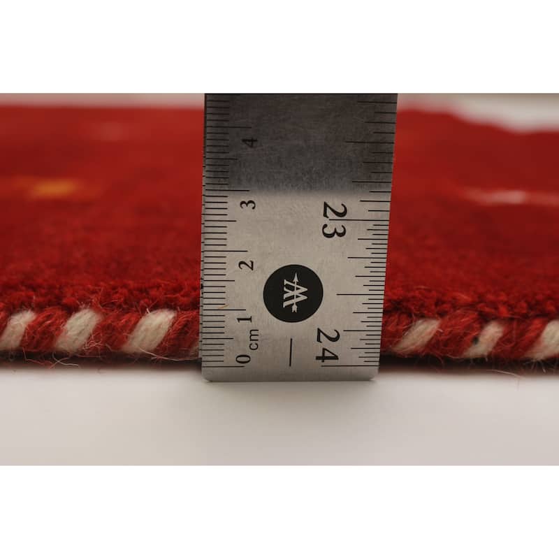 Kashkuli Gabbeh Red Rug 4'0" x 4'0" - 4'0 x 4'0