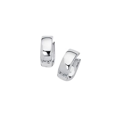 Curata 14k White Gold 15x5mm Polished Huggie Hinged Hoop Earring