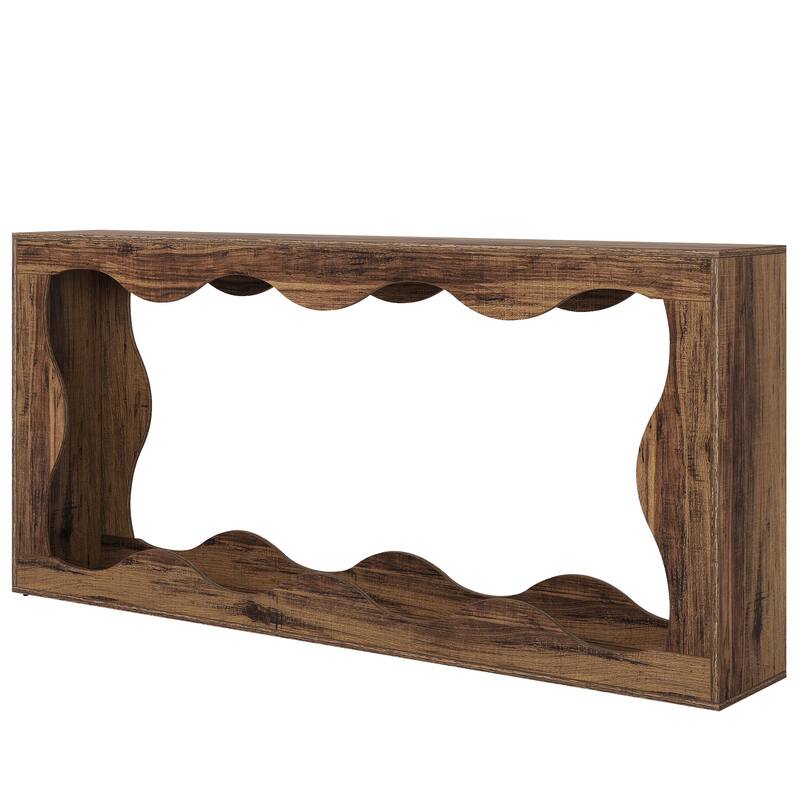 63 "Farmhouse Console Table with Storage in Brown, Couch Table Behind Sofa, Long Entryway Sofa Station, Narrow Console Stand