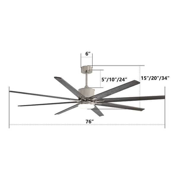 dimension image slide 7 of 19, Sofucor 52/66/72/76/84Inch Large Ceiling Fan with Dimmable LED Light ,Remote&APP Control,8 Blades for Large Living Room,Porch