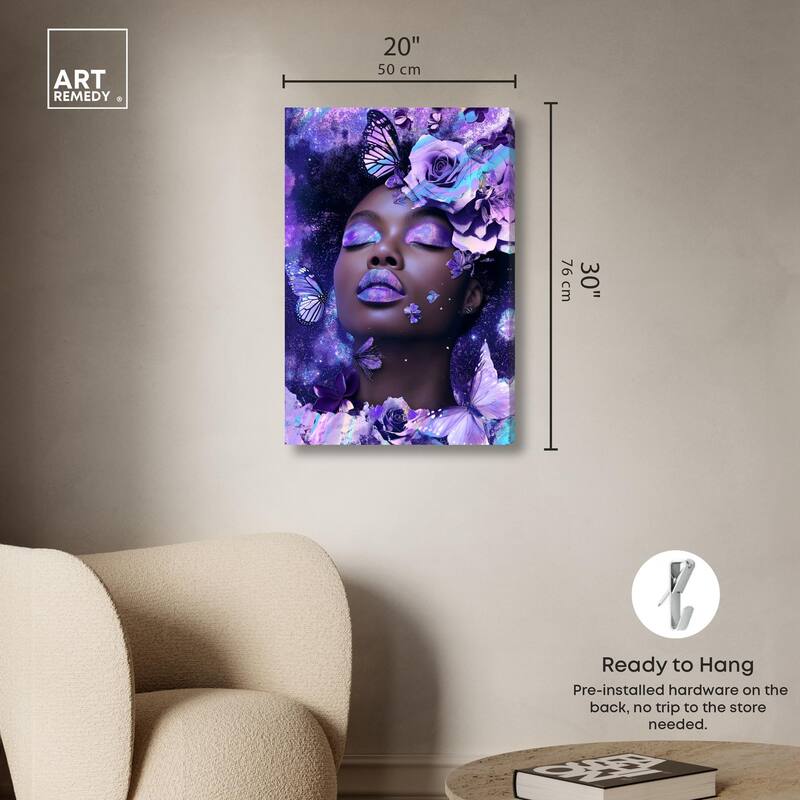 A Glistening Neon Woman Canvas by Art Remedy, Gallery Wrapped