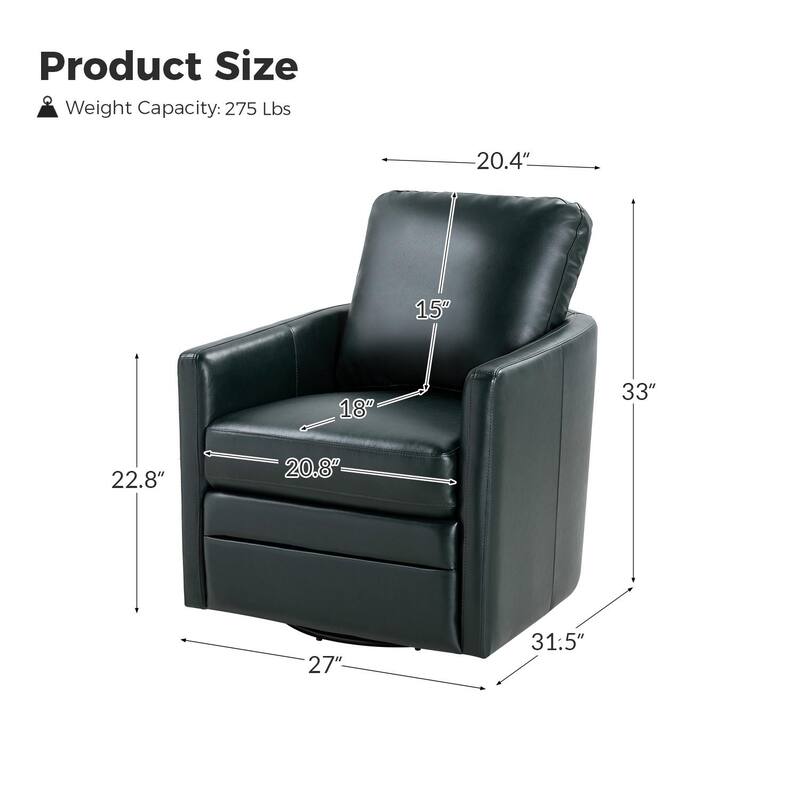 Terrance Transitional Swivel Faux Leather Barrel Accent Chair with Metal Base