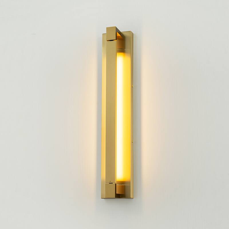 23.6 in. 1-Light Modern Black/Gold Linear Bathroom Vanity Light over Mirror Rotatable Aluminum Integrated LED Wall Light