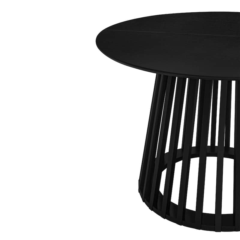 Roomfitters Round Dining Table, Modern Black Pedestal Base, Small Kitchen or Dining Room Table for 2-4 People