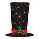 preview thumbnail 2 of 5, 9.25" Lighted Black Tinsel Top Hat Christmas Tree Topper, Clear Lights