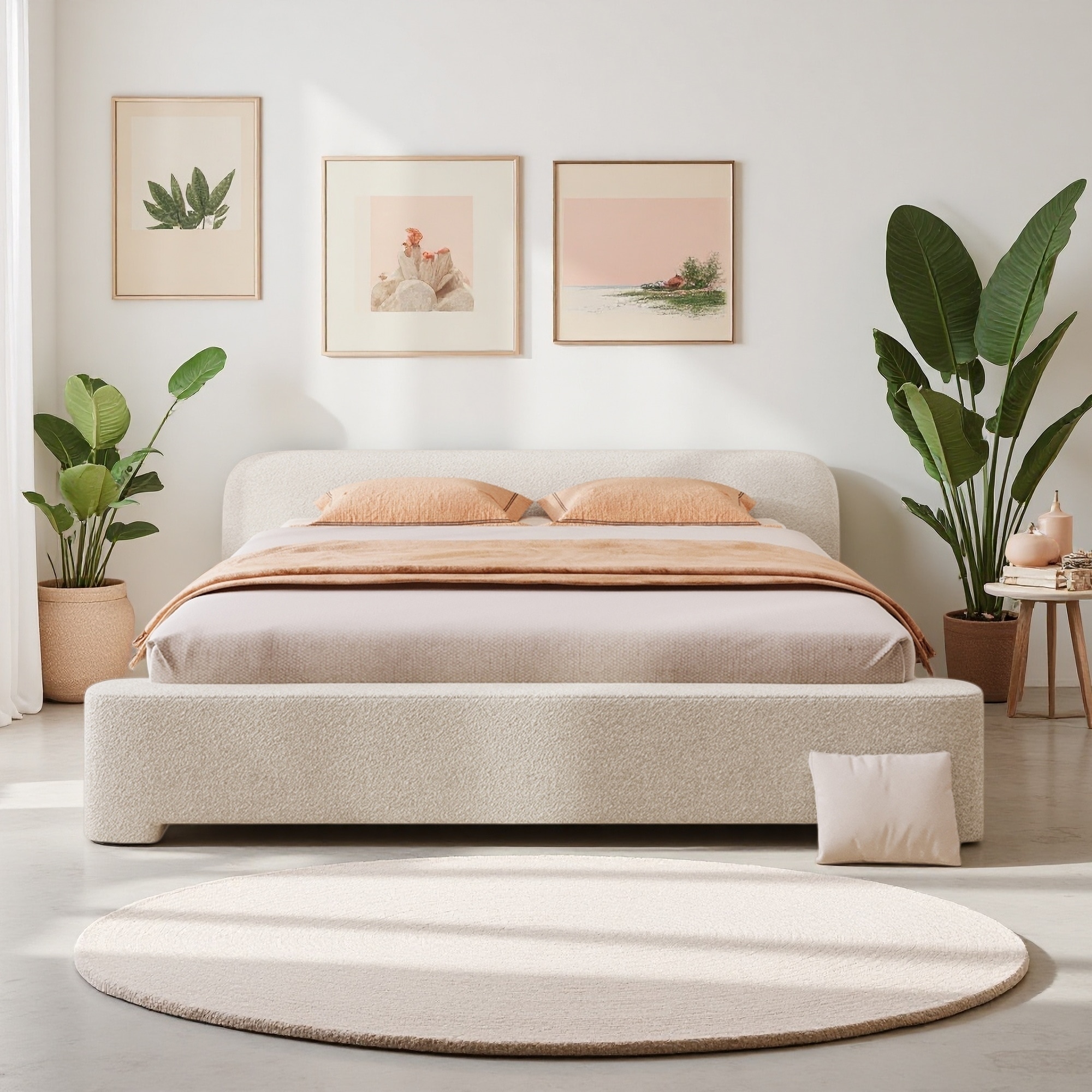 Upholstered Platform Bed with Cozy Finish and No Box Spring Needed