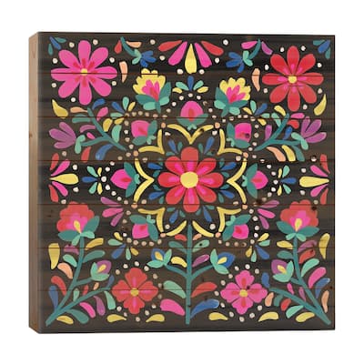 Floral Fiesta II Print On Wood by Laura Marshall - Multi-Color