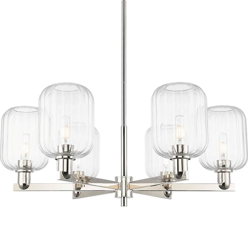 Innovations Lighting 716-6CR-14-24 Preston Chandelier Cylinder Preston - Polished Nickel / Clear