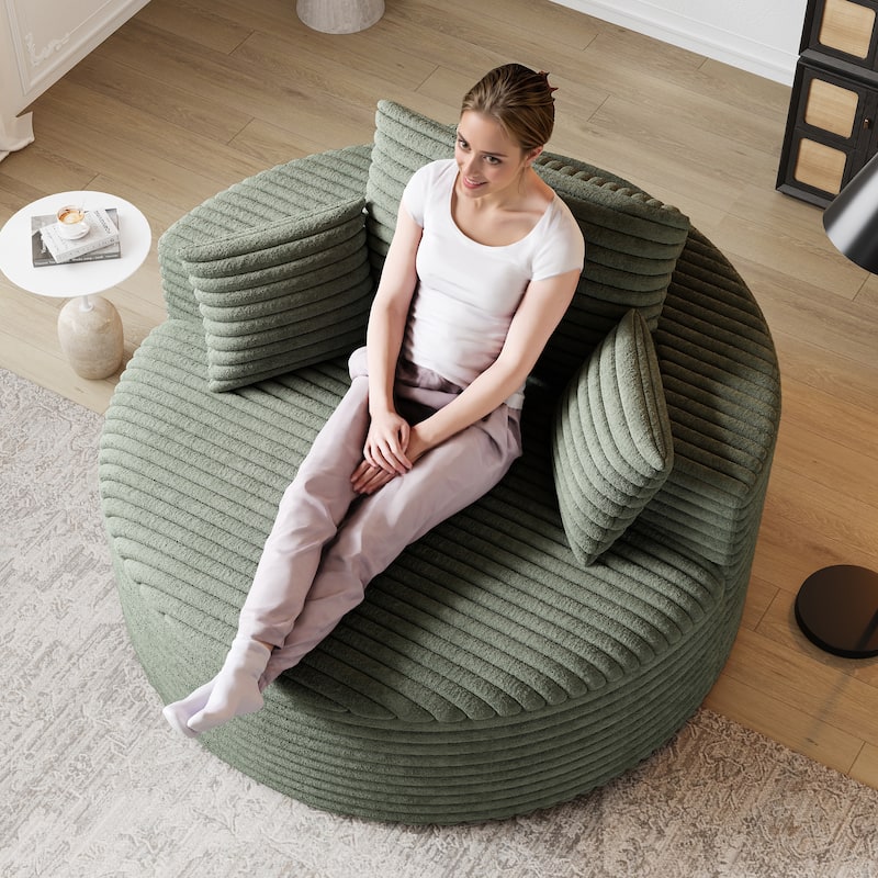 50"L Corduroy Sponge Single Sofa,No Assembly Required,Fluffy Modern Sleeper Chair (Not A Swivel Chair)