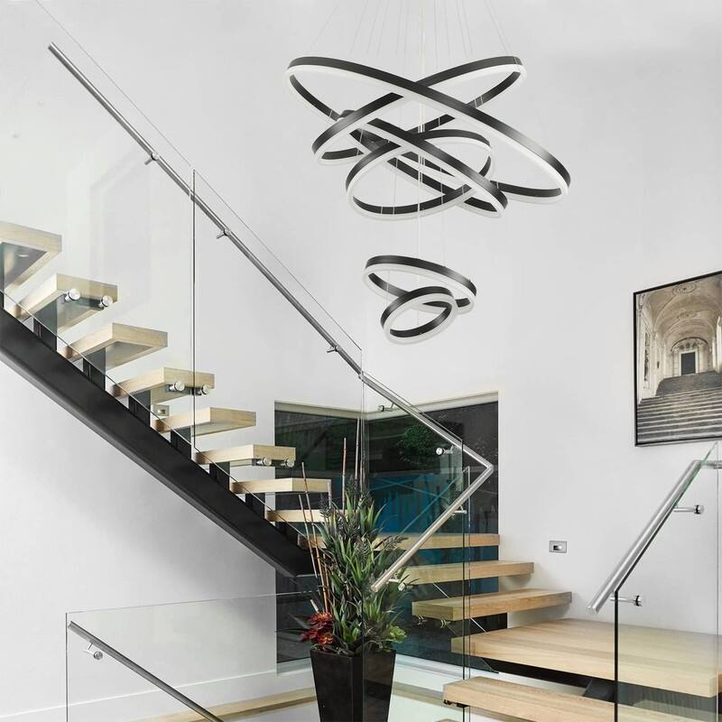 Modern Led Chandelier 6 Rings Chandelier round Chandelier high ceiling - 31.5in*23.6in*19.7in*15.7in*11.8in*7.9in