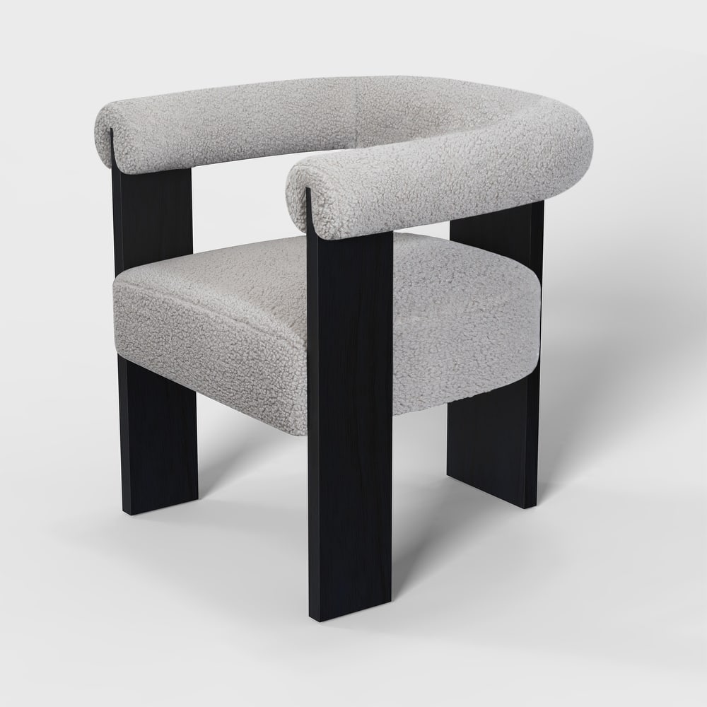 Owena Modern Armchair Upholstered Brushed Fabric with Padding Wood Frame