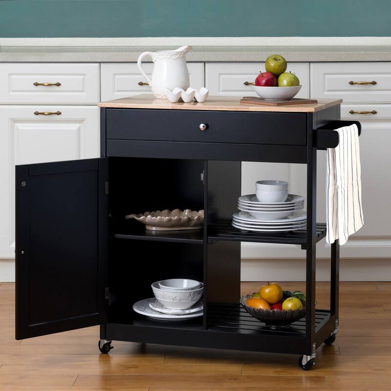 Glitzhome 35"H Modern Rolling Trolley Storage Kitchen Island Cart with Wheels