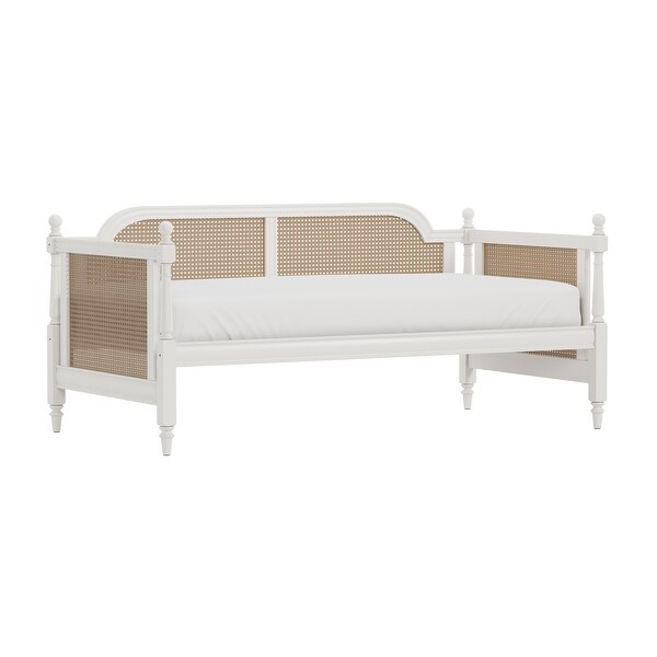 Hillsdale Furniture Melanie Wood and Cane Twin Daybed, White - Bed