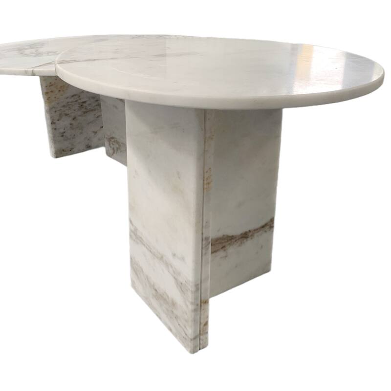 Roomfitters Round Marble Coffee Table, Natural Stone Side Table for Living Room, Solid Marble Accent Table