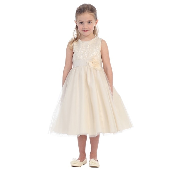 Champagne and Lace Junior Bridesmaid Dresses