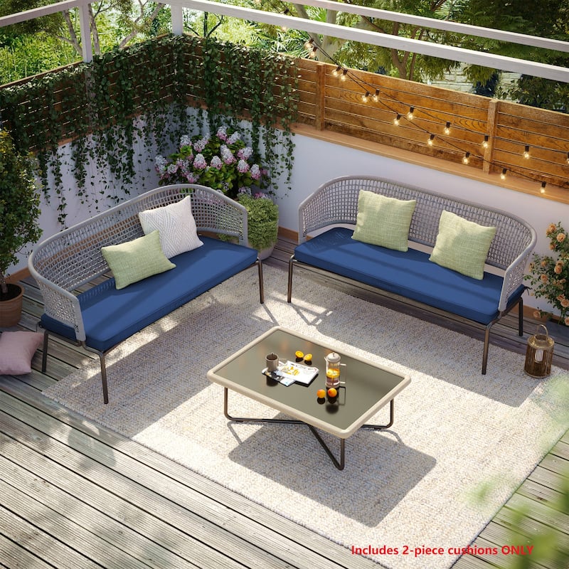 Outdoor Settee Bench Seat Cushion Patio Swing Cushion Loveseat Cushion - 48-inch width - 2-piece, Navy Blue